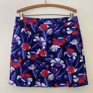 J. Crew Floral Skirt Poppies Blue Red Cotton 10